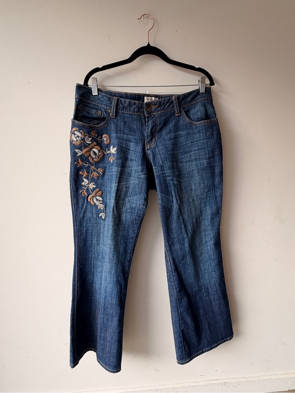 Y2K Venezia Embroidered Boho Jeans | Size 16
